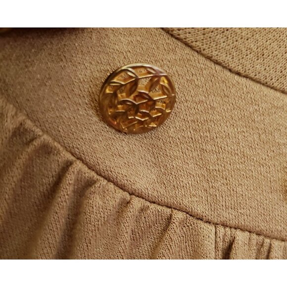 Lane Bryant Draped Neck Tan Pullon Long Sleeve Blouse Top Button Trim 18/20 EUC - Picture 5 of 8